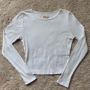 Hollister White Long Sleeve Cropped Top